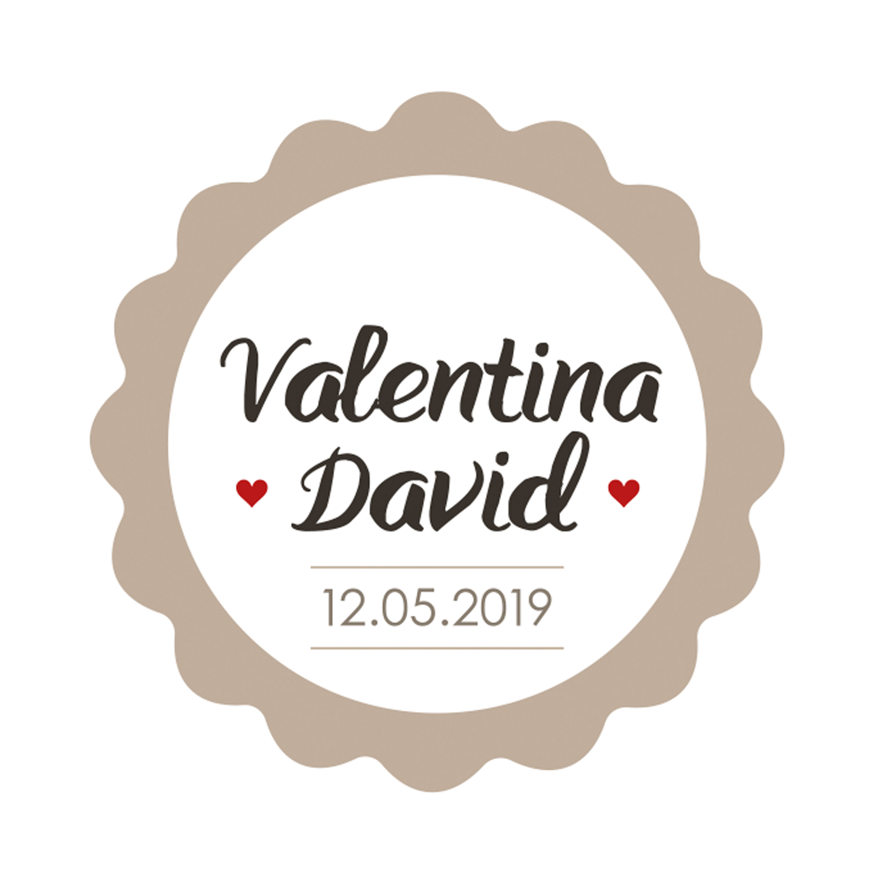 X629.13 PERS. 24 Индивидуальные стикеры onda beige с сердечками Dekoraniaevents Bodas 