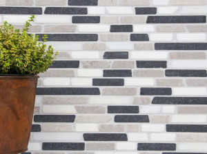 Отделка из мрамора Botticino, черный и серый