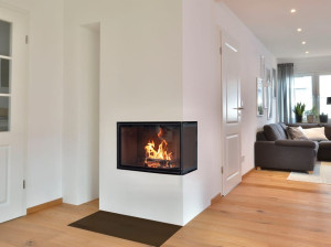 Стальной угловой дровяной камин