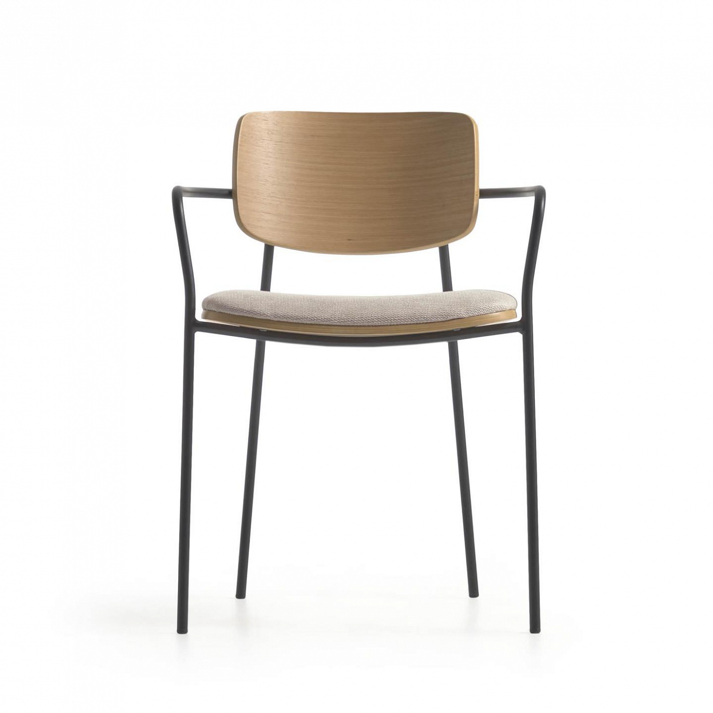 108284 Стул дубовый шпон в натуральной отделке и черный металл La Forma Maureen  - Вид №2