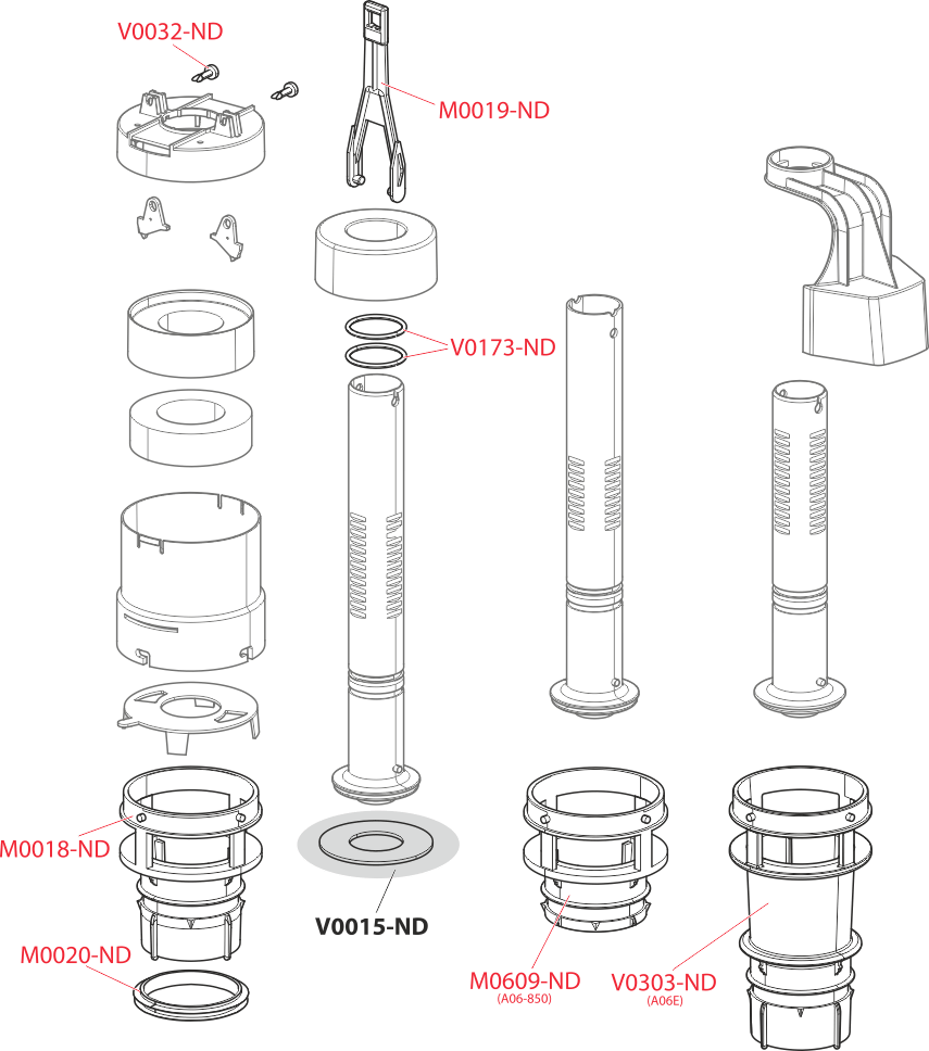 Сливной механизм для сниженных скрытых систем инсталляции, высота 850 мм ALCAPLAST A06850 - Вид №2