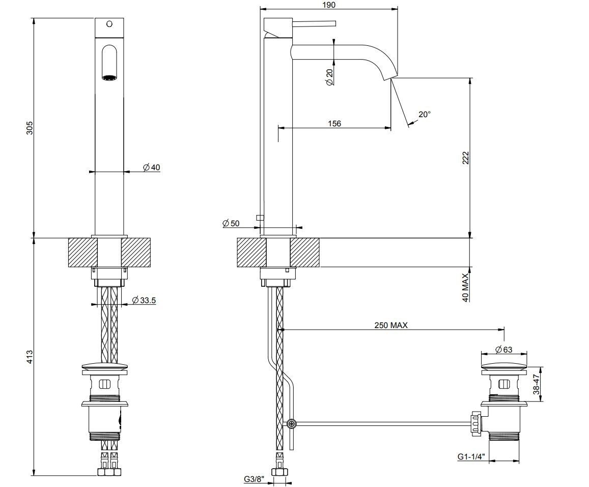 Смеситель для раковины из нержавеющей стали Gessi Messi316 ARCH-00143911 - Вид №4