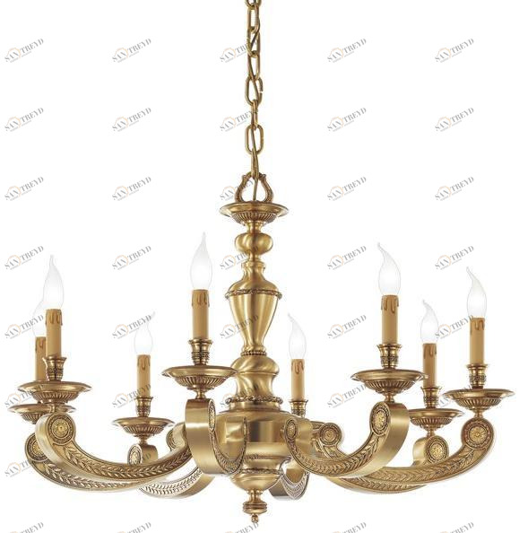 Possoni Illuminazione Французская люстра из сатинированного золота / красного дерева Alberto 268/8 