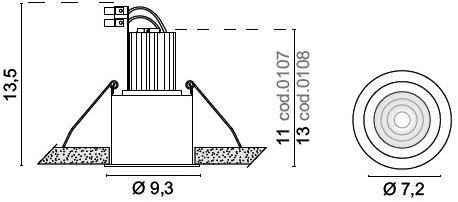 EGOLUCE Круглый встраиваемый светодиодный точечный светильник Easy 6441 + cob led - Вид №2