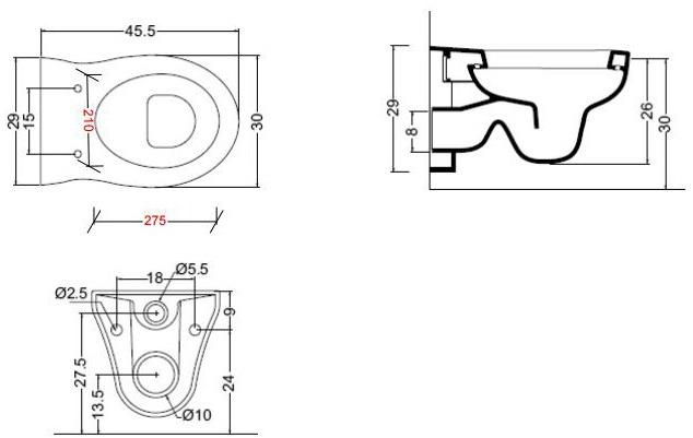 Подвесной унитаз настенный Белый Galassia Comunità e disabilità Италия sun-id-1376138 - Вид №1