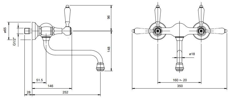 ZAZZERI Настенный кухонный смеситель на два отверстия Kent sun-id-1437816 - Вид №1