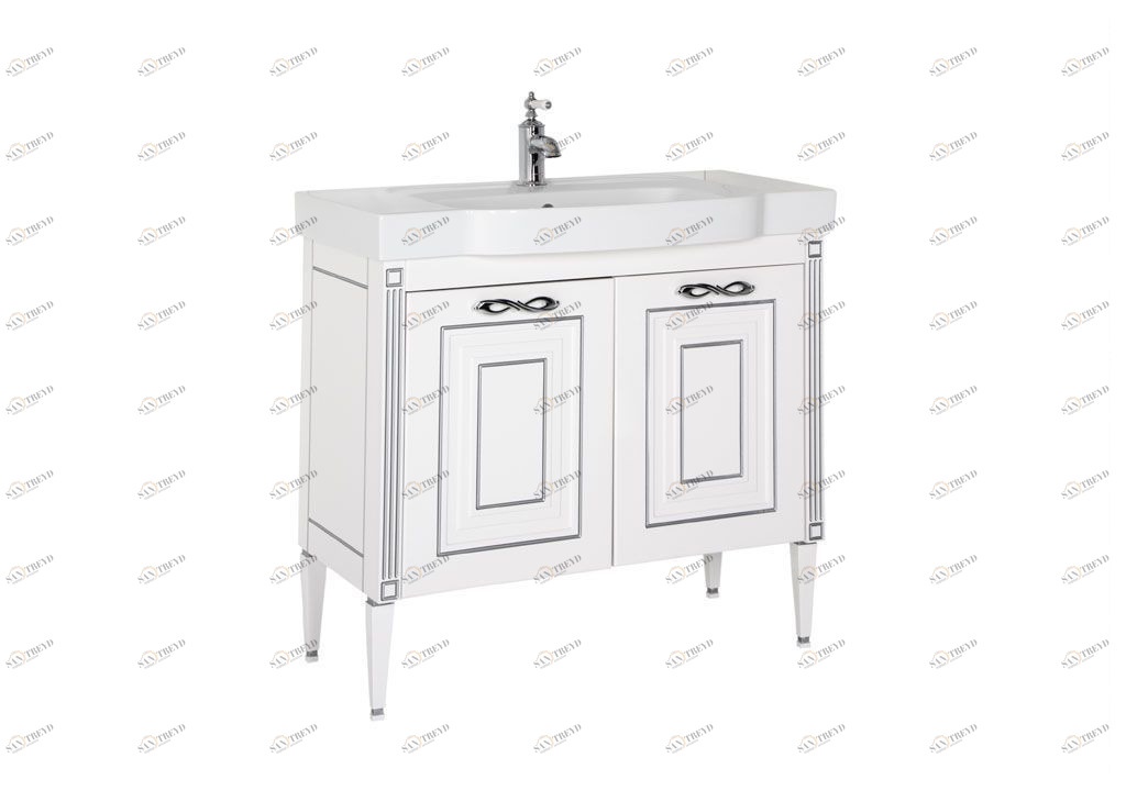 Тумба с раковиной Aquanet Паола 90 белый/серебро (керамика) 0018612100185340