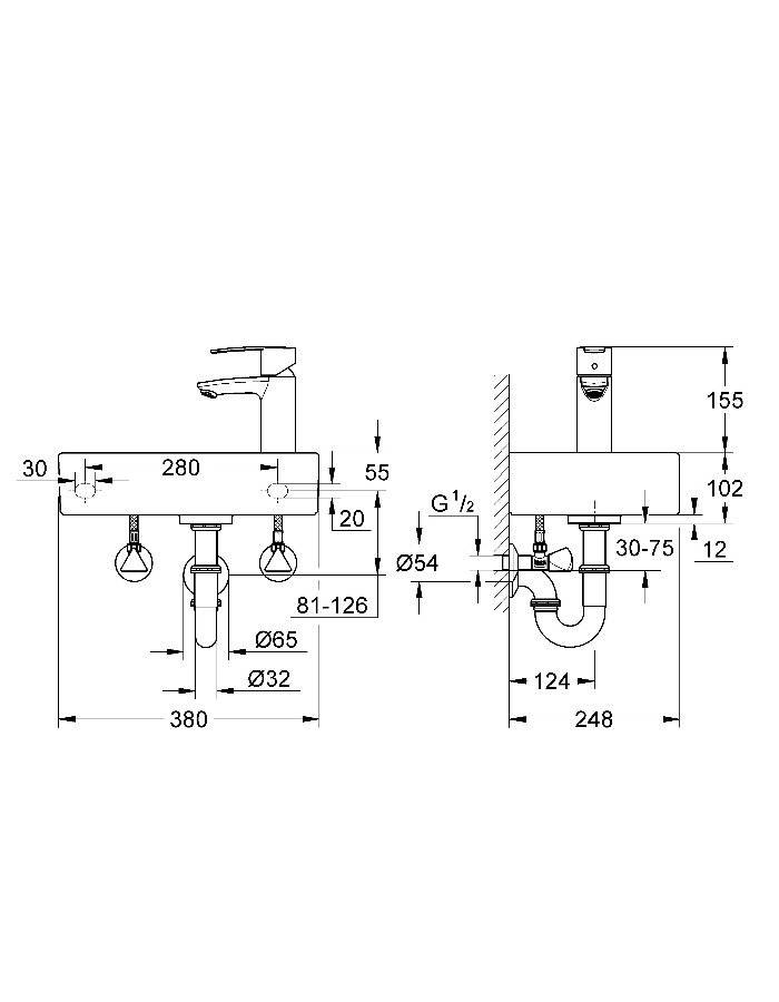 37440000 Подвесная раковина настенная прямоугольная Grohe  - Вид №1