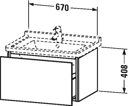 LC616405151 Тумбочка подвесная L-Cube #LC6164 670 x 469 мм Сосна коричневая, декор Duravit - Вид №2