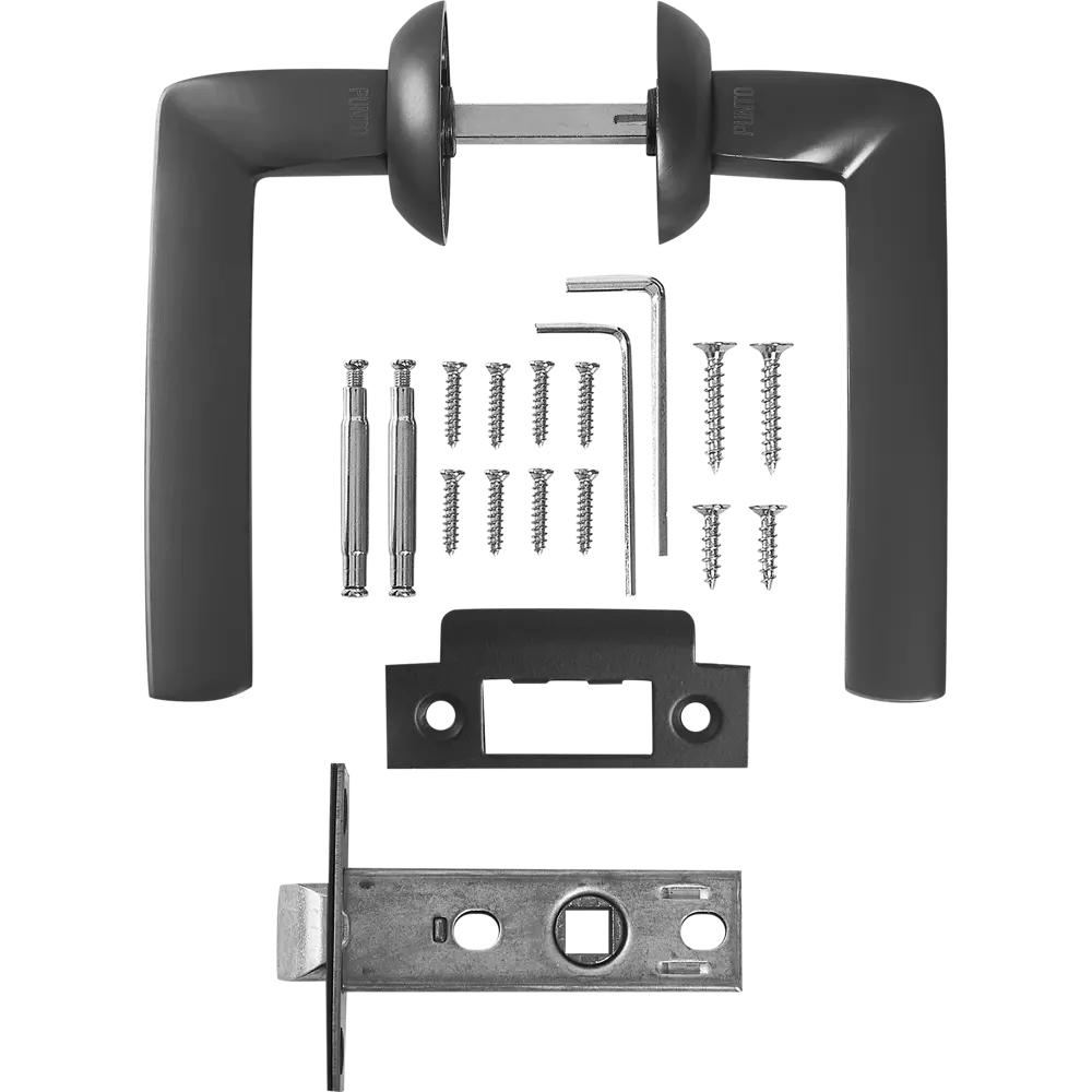 Дверные ручки Punto Spline без запирания комплект цвет графит STLM-2074432 - Вид №1