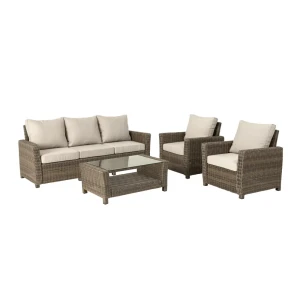Набор садовой мебели Naterial полиротанг светло-коричневый: стол, диван и 2 кресла 81868526 STLM-2100114
