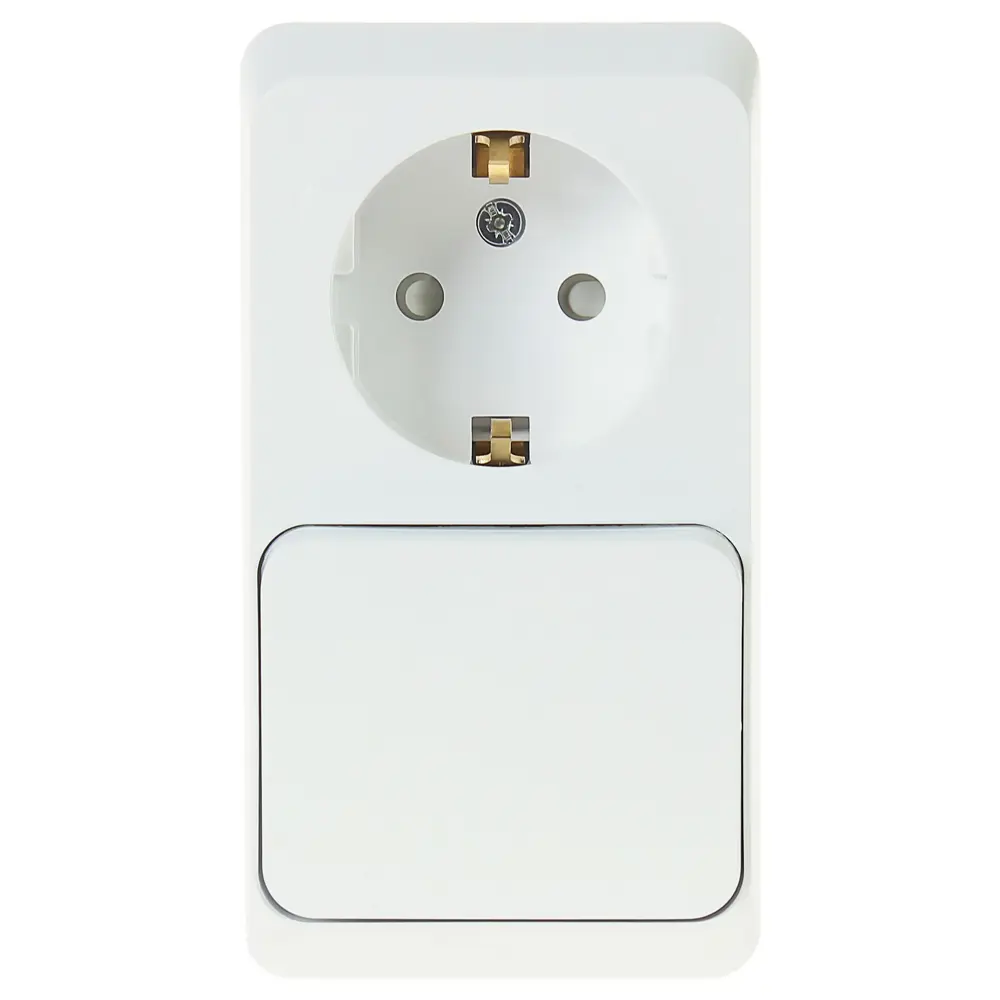 Розетка с выключателем 1 клавиша цвет белый 81950769 STLM-2084412 Schneider Electric Этюд - Вид №1