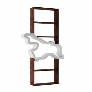 Стеллаж деревянный дизайнерский орех, белый "Крона" от Odingeniy ODINGENIY  178443 Коричневый;серый