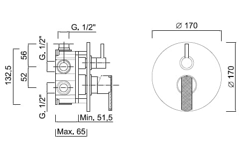 Встраиваемый смеситель для душа с переключателем Rubinetteria Giulini Surf Deluxe ARCH-00035412 - Вид №2