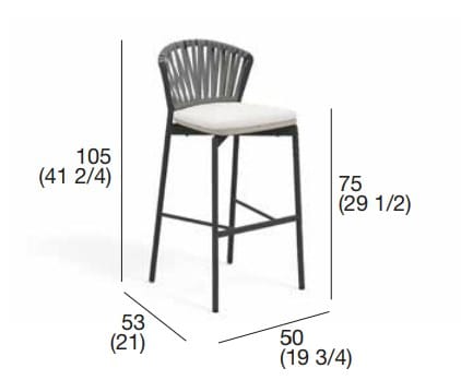 Высокий садовый стул из ремешка и смолы RODA Piper ARCH-00101099 - Вид №7