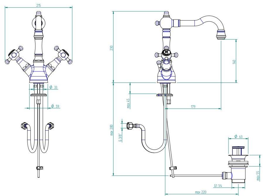 ZAZZERI Смеситель для мойки в классическом стиле Kent sun-id-1427426 - Вид №2