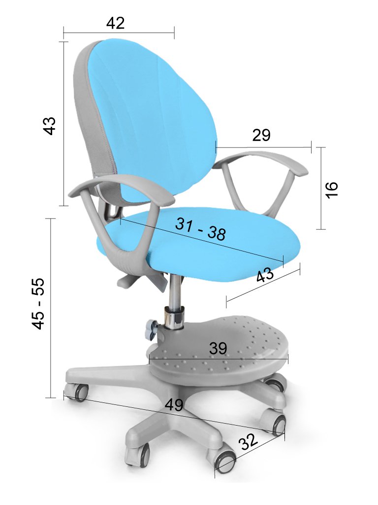 Кресло детское на колесиках голубое Mio MEALUX EVO  00-3947307 Голубой Santreyd  - Вид №2