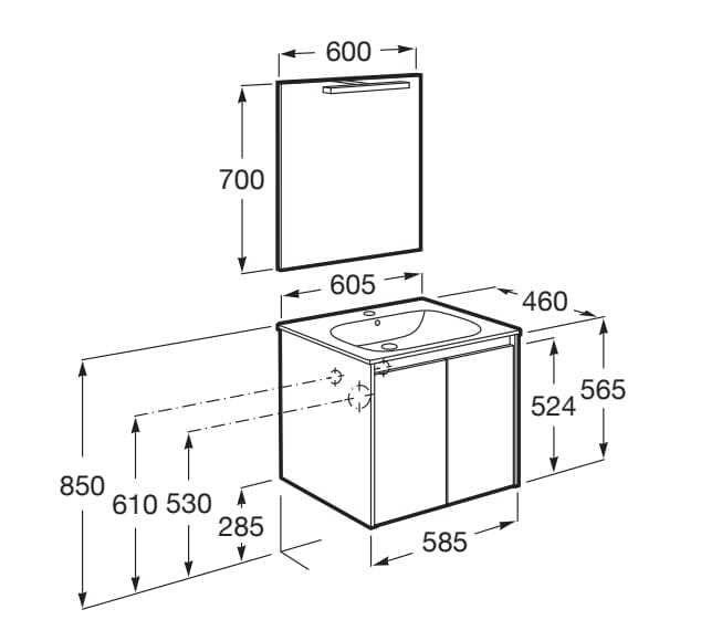 Деревянный подвесной умывальник с зеркалом Roca Tenet ARCH-00017622 - Вид №5