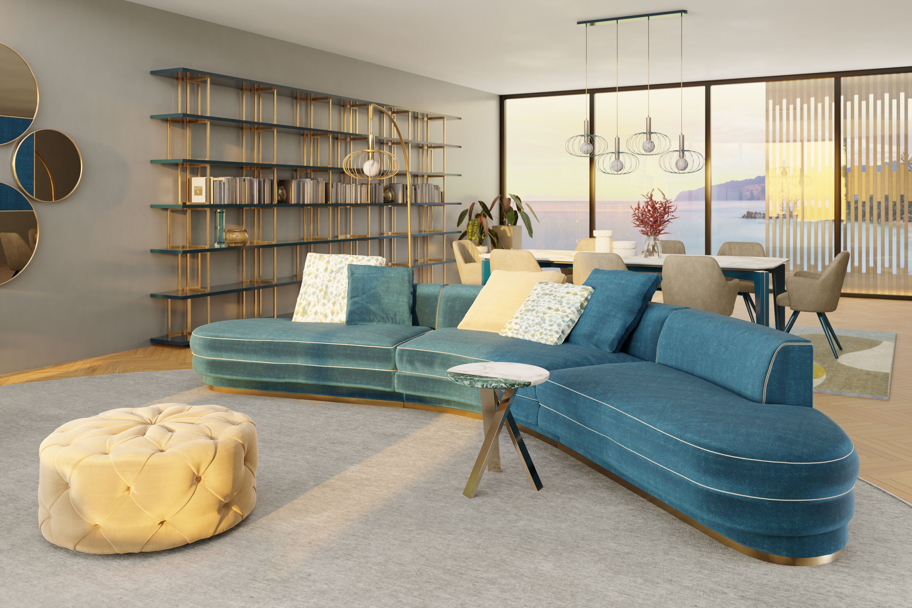 Ткань круглый capitonné пуф Borzalino New Kap ARCH-00102074 - Вид №3