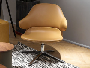 Кожаный спиц поворотный стул с подлокотниками