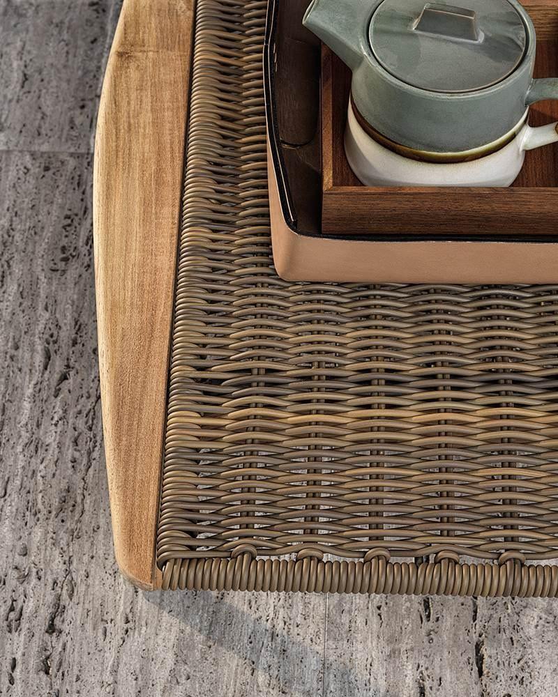 Minotti Садовая скамейка из тика и синтетического волокна Fynn outdoor sun-id-1350386 - Вид №3