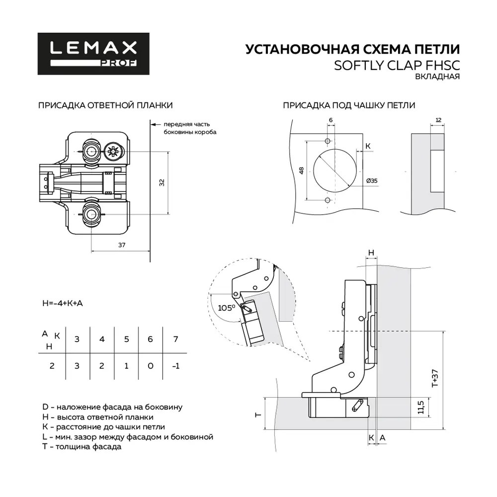 Петля мебельная Lemax Prof Softly Clap с плавным закрыванием 89407820 STLM-1565440 - Вид №3