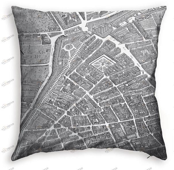 Koziel Квадратная подушка из полиэстера Turgot map of paris 9997-81 