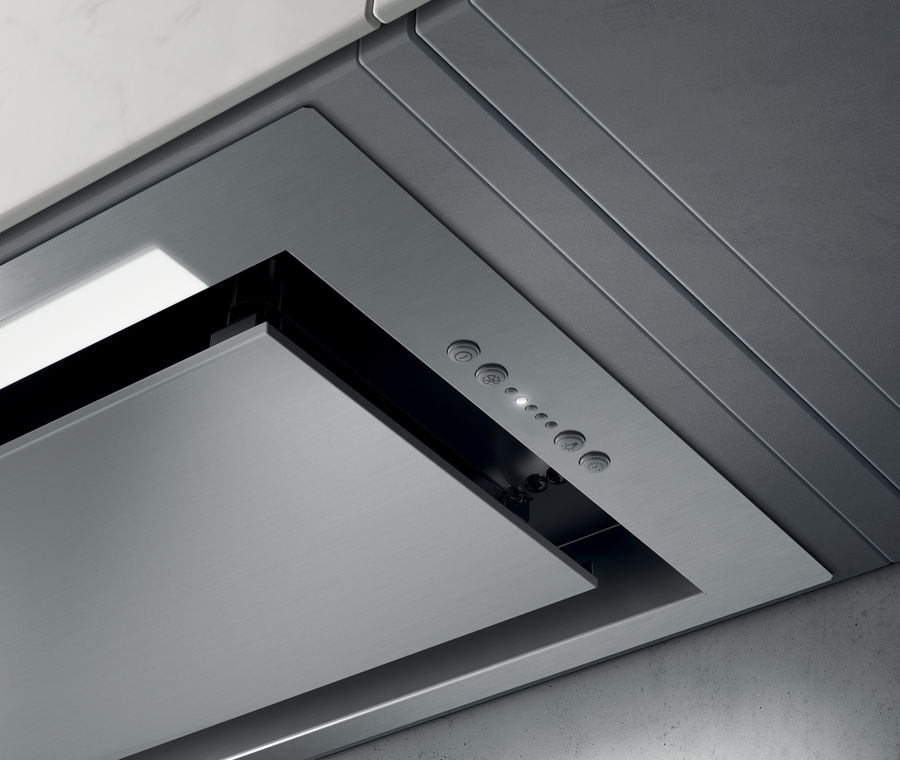 HIDDEN IXGL/A/60-PRF0097676 Встраиваемые вытяжки / тип встраиваемая, 52.3 см, 1200 куб.м., электронное управление, нержавеющая сталь+белое стекло Elica  - Вид №2