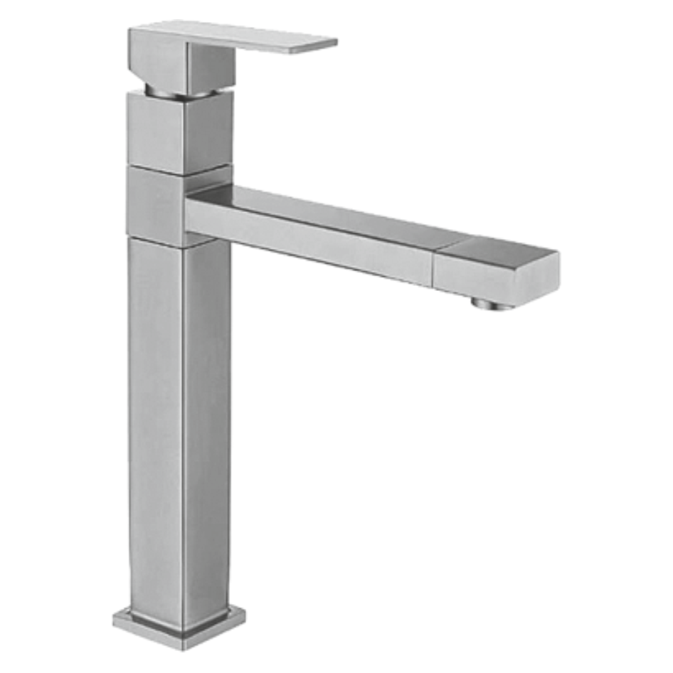 Смеситель д/кухни MELANA-610203 Cubo нерж.сталь, однорычажный, сатин, литой излив - Вид №2