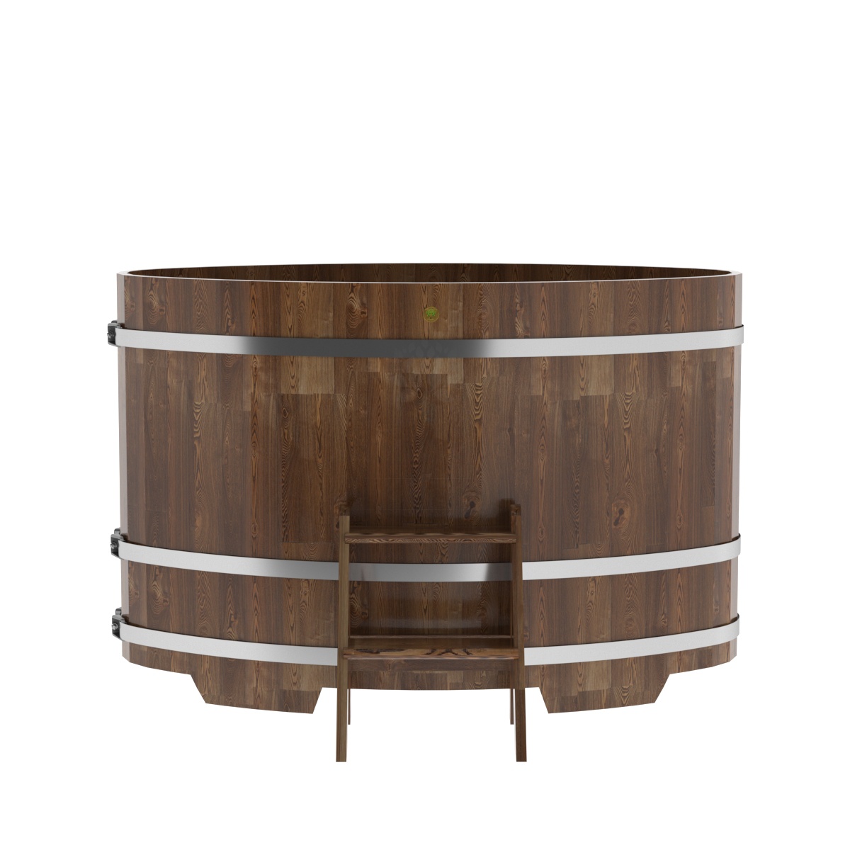 1513 Купель овальная из сращенных ламелей лиственницы 0,92х1,66х1,1 морёная Alyarus  - Вид №3