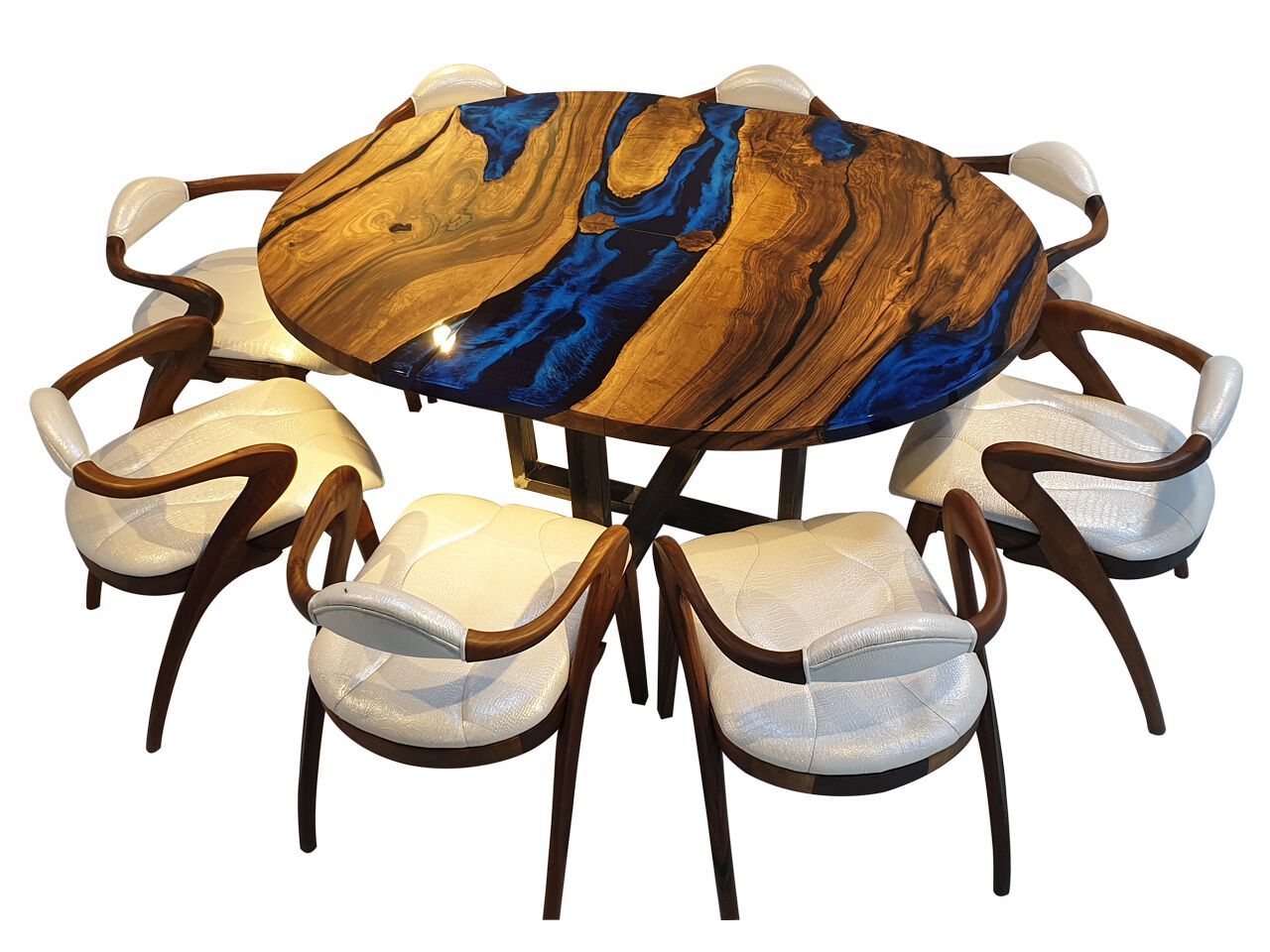 Круглый стол из смолы и орехового дерева Legnor LEG2408761 ARCH-00152083 - Вид №3