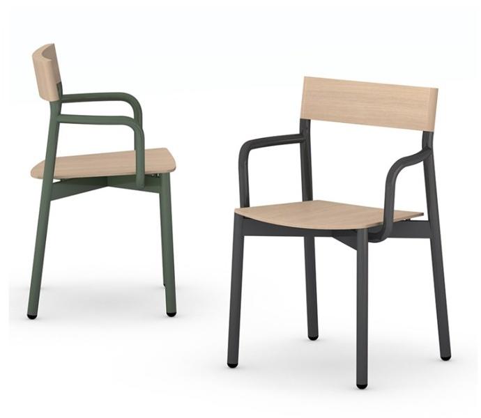 Vela Arredamenti Штабелируемый стул из железа и дерева с подлокотниками sun-id-1427990 - Вид №5