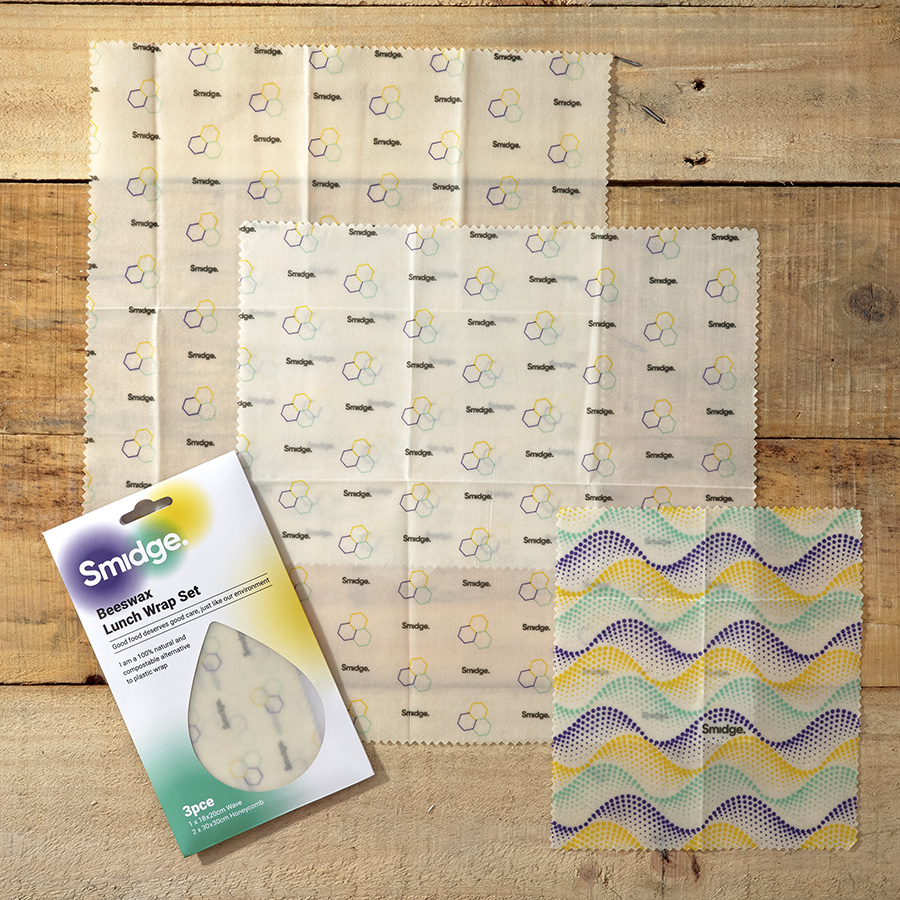 SMID87 Набор из 3 многоразовых оберток для ланча, пчелиный воск Smidge  - Вид №2