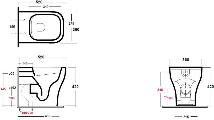 Syn1103r01 Приставной унитаз напольный Белый Olympia Ceramica Synthesis eco Италия - Вид №2