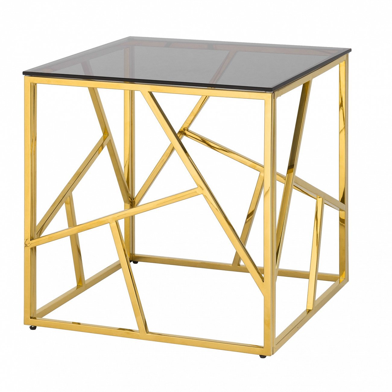 Журнальный столик стеклянный дымчатый с основанием золото 55х55 см "Арт Деко" STOOL GROUP  00-3881903 Золото  - Вид №1
