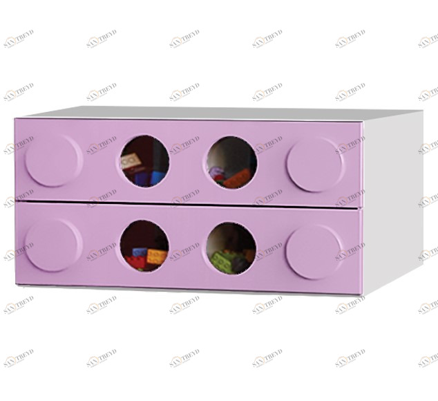 Комод детский малый с 2 ящиками и декором "Леголенд" МАНДАРИН ЛЕГОЛЕНД 178726 Розовый Santreyd 