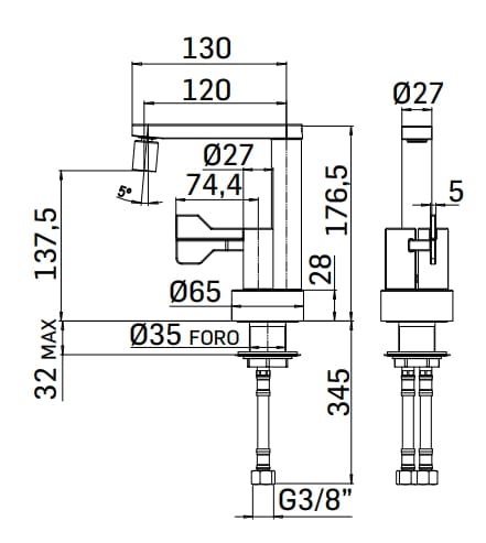 Смеситель для биде Mamoli Castiglioni ARCH-00062654 - Вид №2