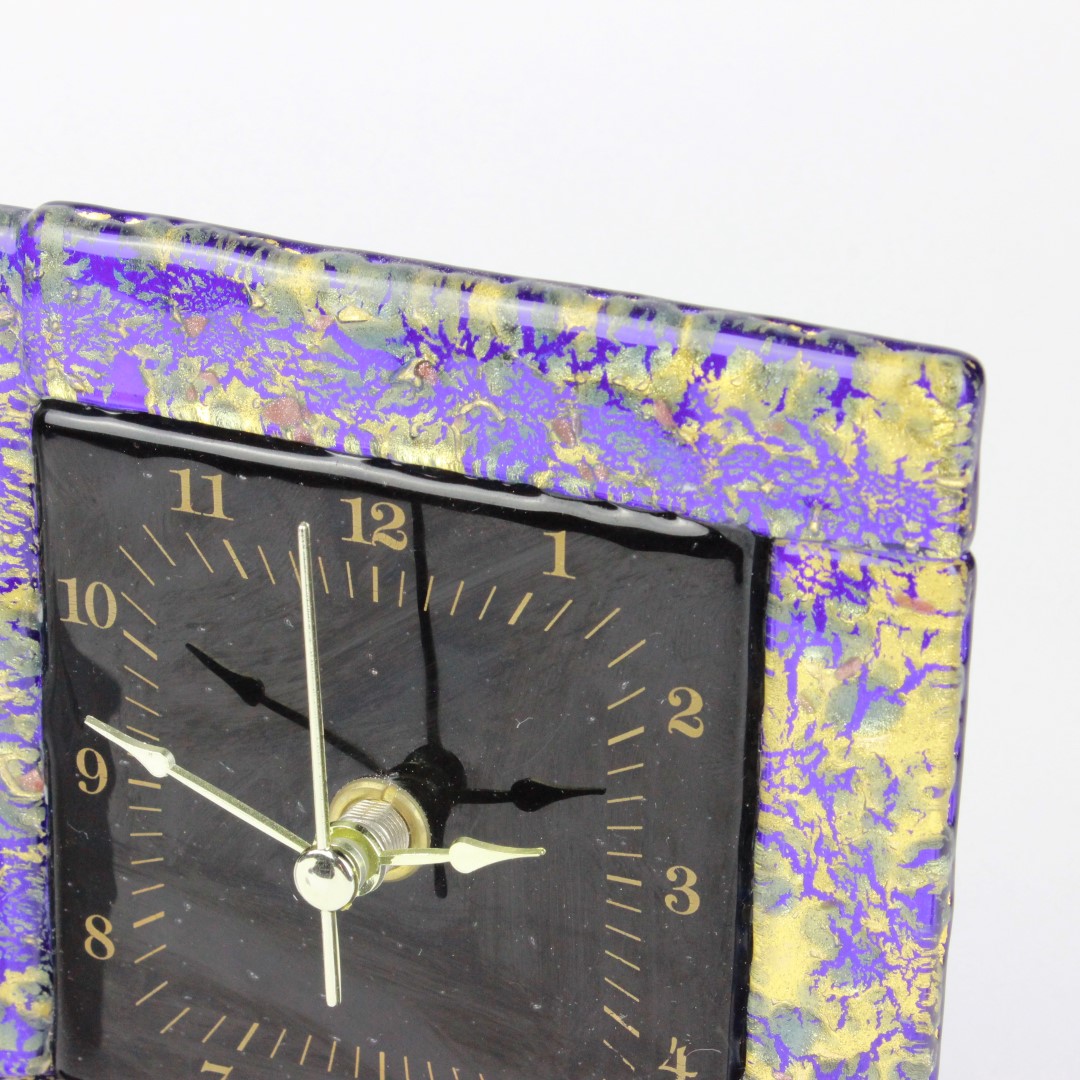 1642 ORIGINALMURANOGLASS Настольные часы синие - муранское стекло 13 см  - Вид №1