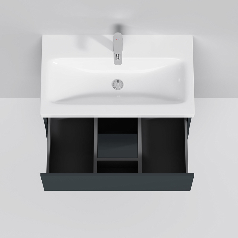 M90FHX07522GM База под раковину подвесная 75 см 2 ящика push-to-open графит матовый AM.PM Gem - Вид №2