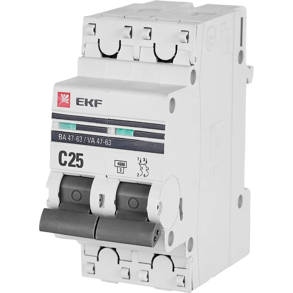Автоматический выключатель EKF ВА47-63 2P C25 A 4.5 кА STLM-2205004