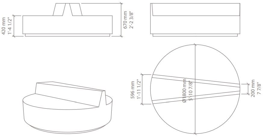 Изогнутая скамья из пены QM для контракта Quinze & Milan Круглая ARCH-00013798 - Вид №3