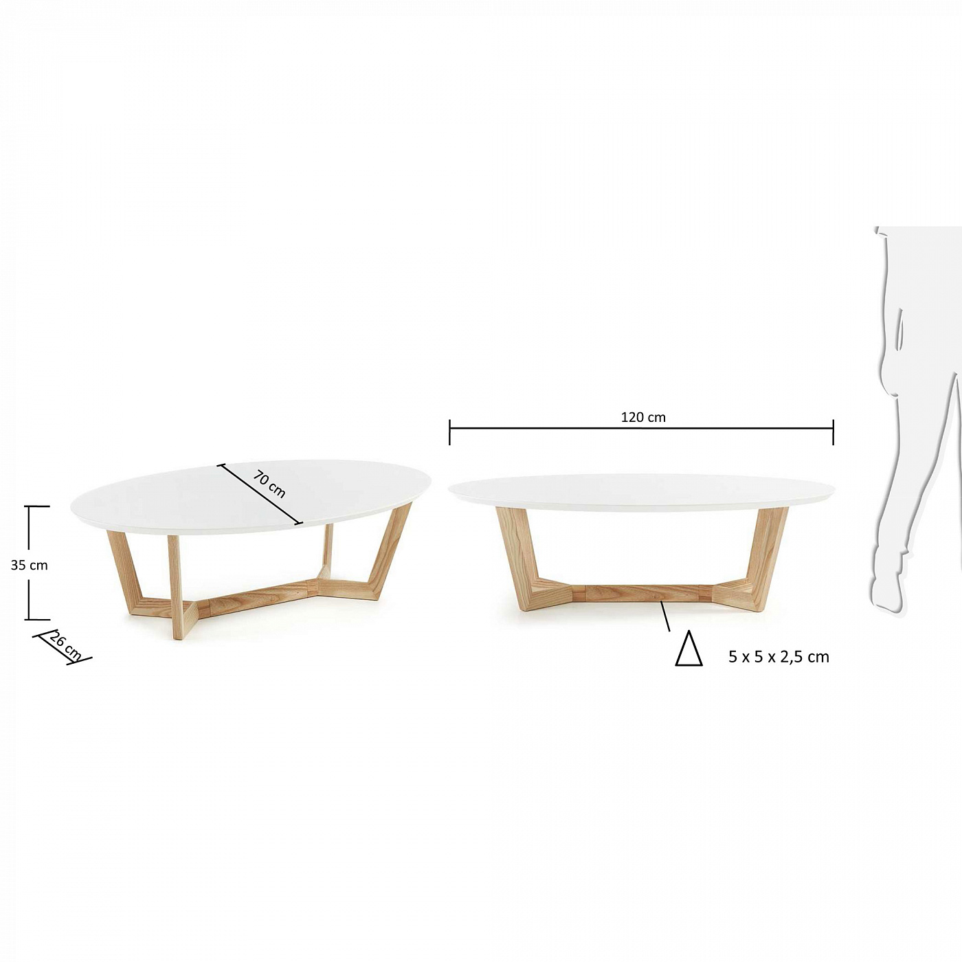072964 Журнальный столик Surf белый дуб La Forma Wave - Вид №1