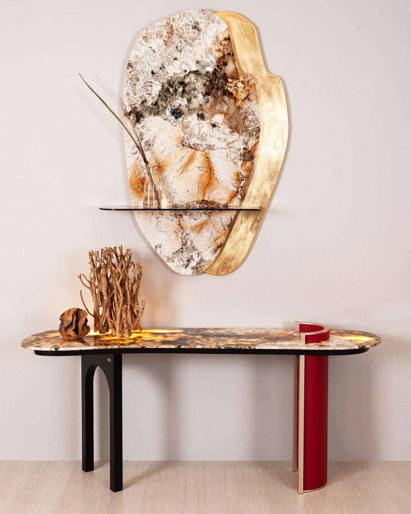 Greenapple Овальная консоль из гранита и дерева Perfect raw G702343  - Вид №5