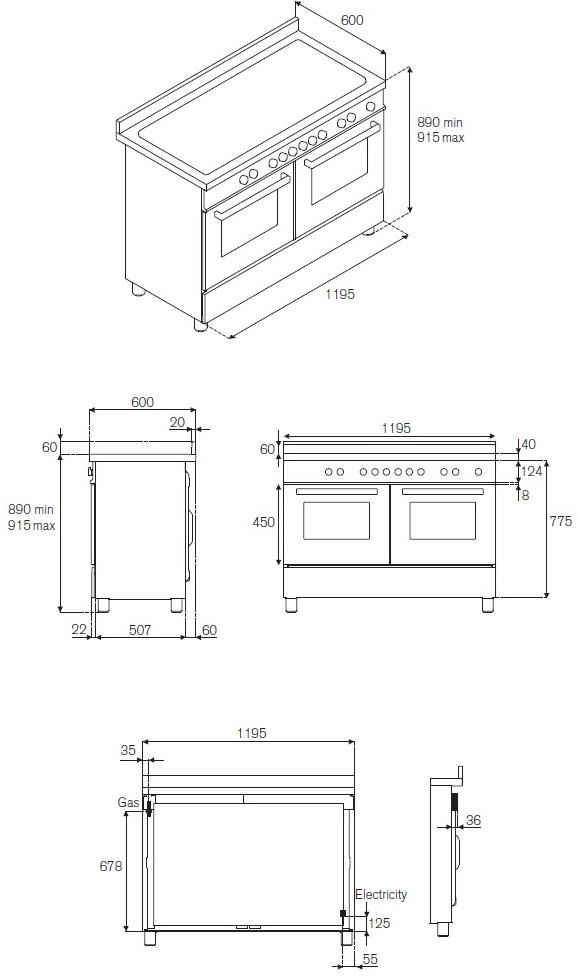 Bertazzoni Профессиональная отдельно стоящая кухня Professional Pro120 6g mfe d - Вид №7