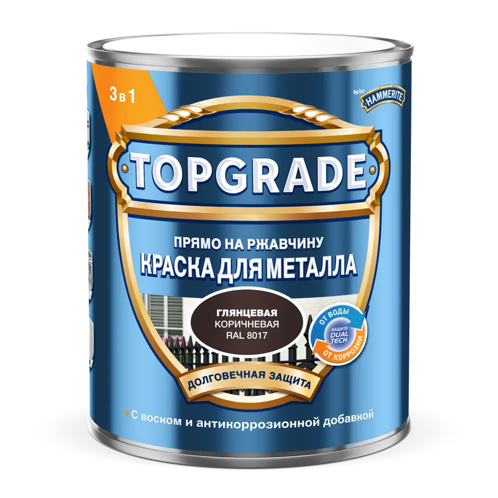 Грунт-эмаль по металлу Top Grade глянцевая цвет коричневый 0.75 л TOPGRADE STLM-2182095 - Вид №1