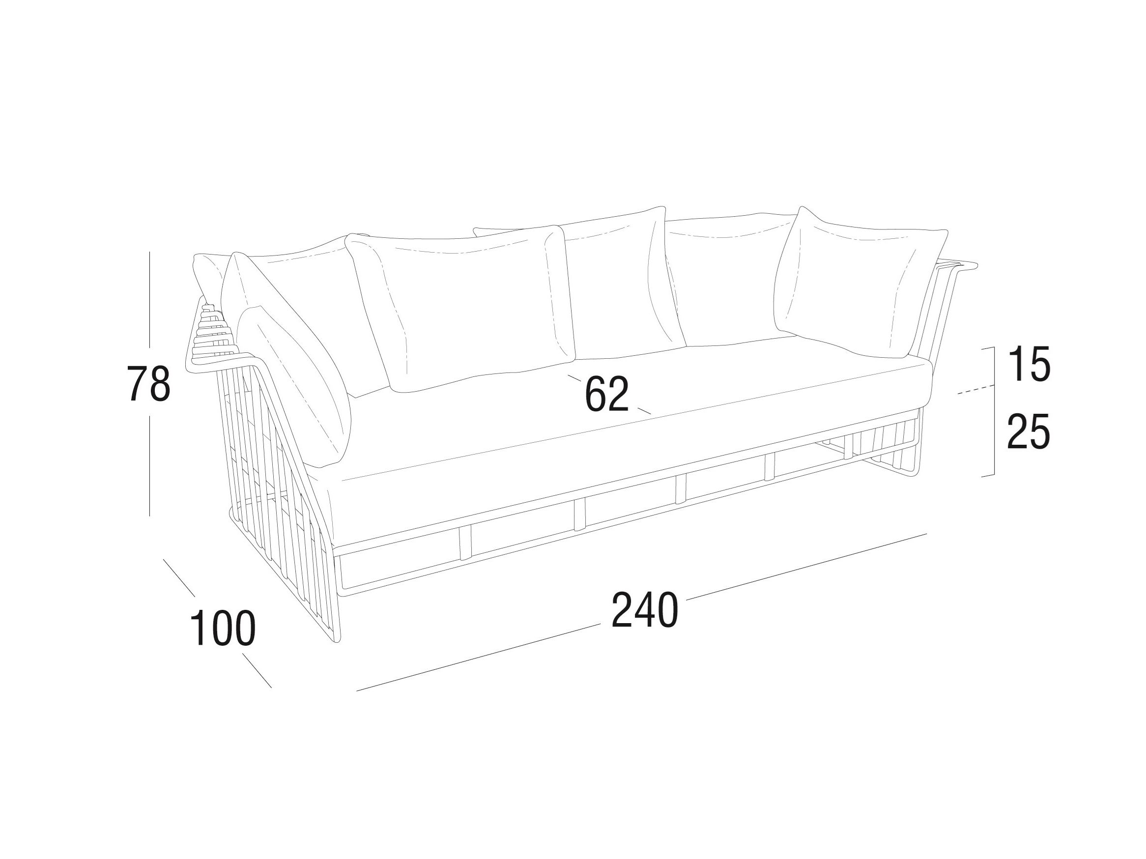 Алюминиевый садовый диван Roberti Hamptons Graphics ARCH-00035025 - Вид №6