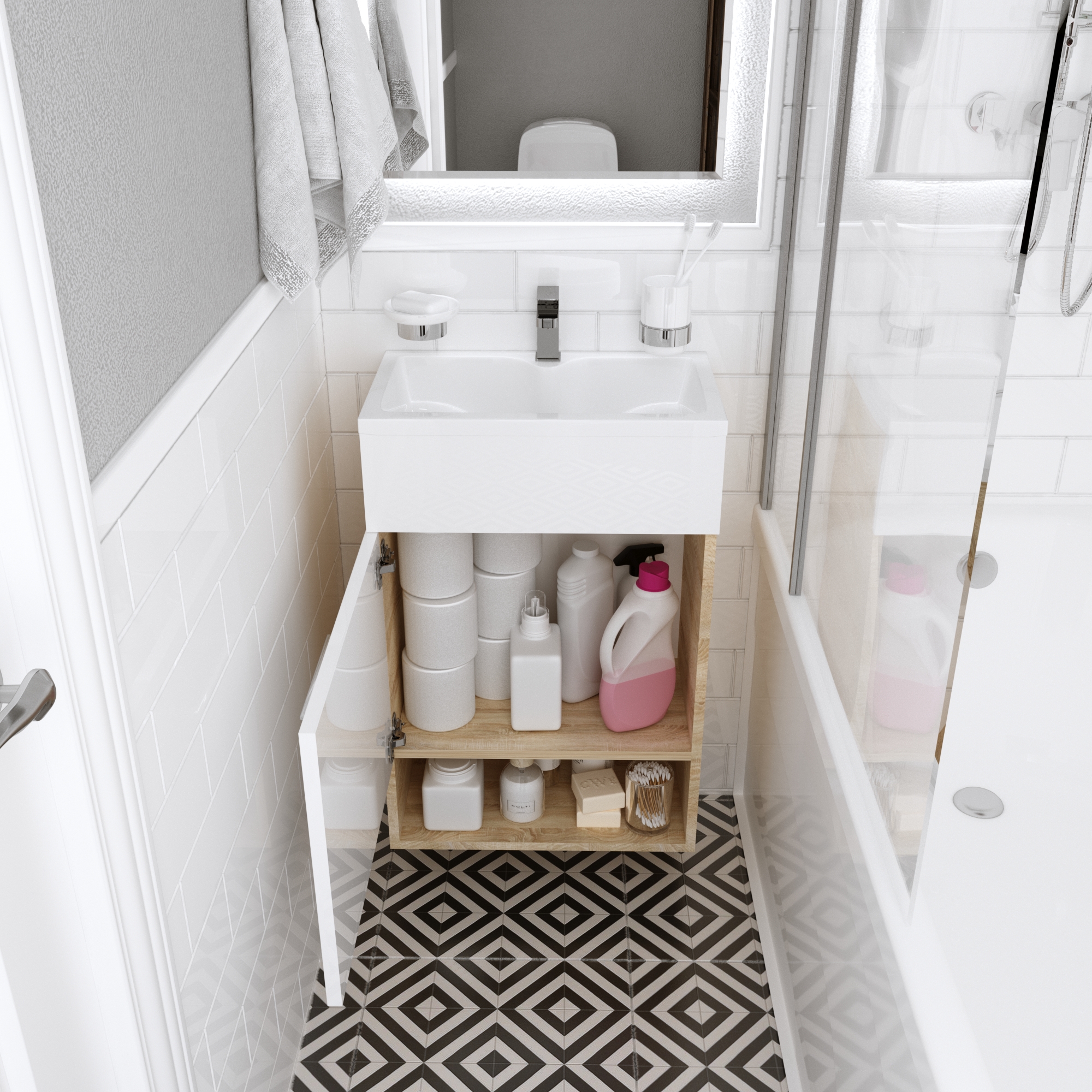 У85933 Тумба с раковиной July 50Н 1д. Дуб Сонома 1 Marka JULY - Вид №3