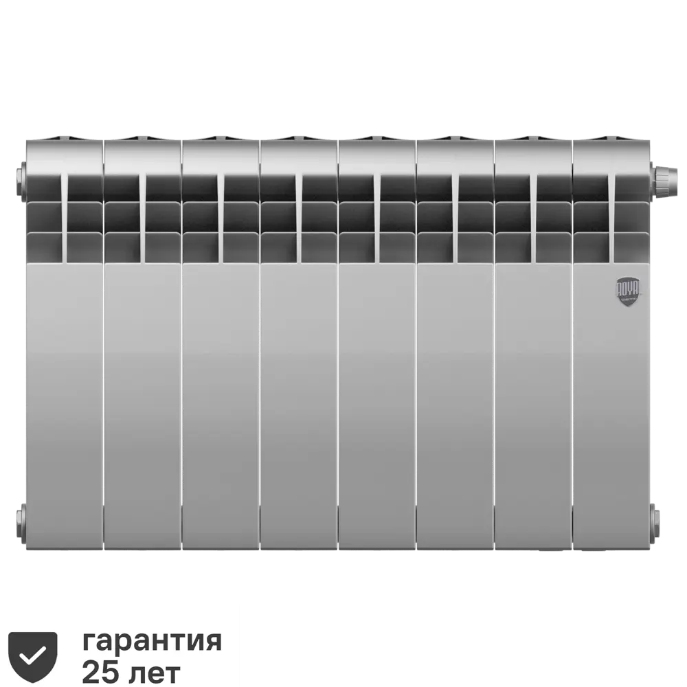 Радиатор секционный Royal Thermo Biliner RTBSSVR35008 350/87 8 секций нижнее правое подключение биметалл серый 82758207 STLM-2152260