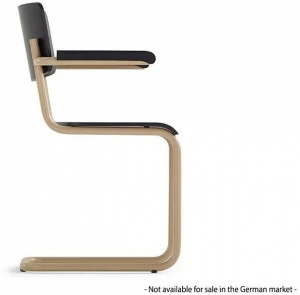 Adico Консольный стул из нержавеющей стали и дерева с подлокотниками