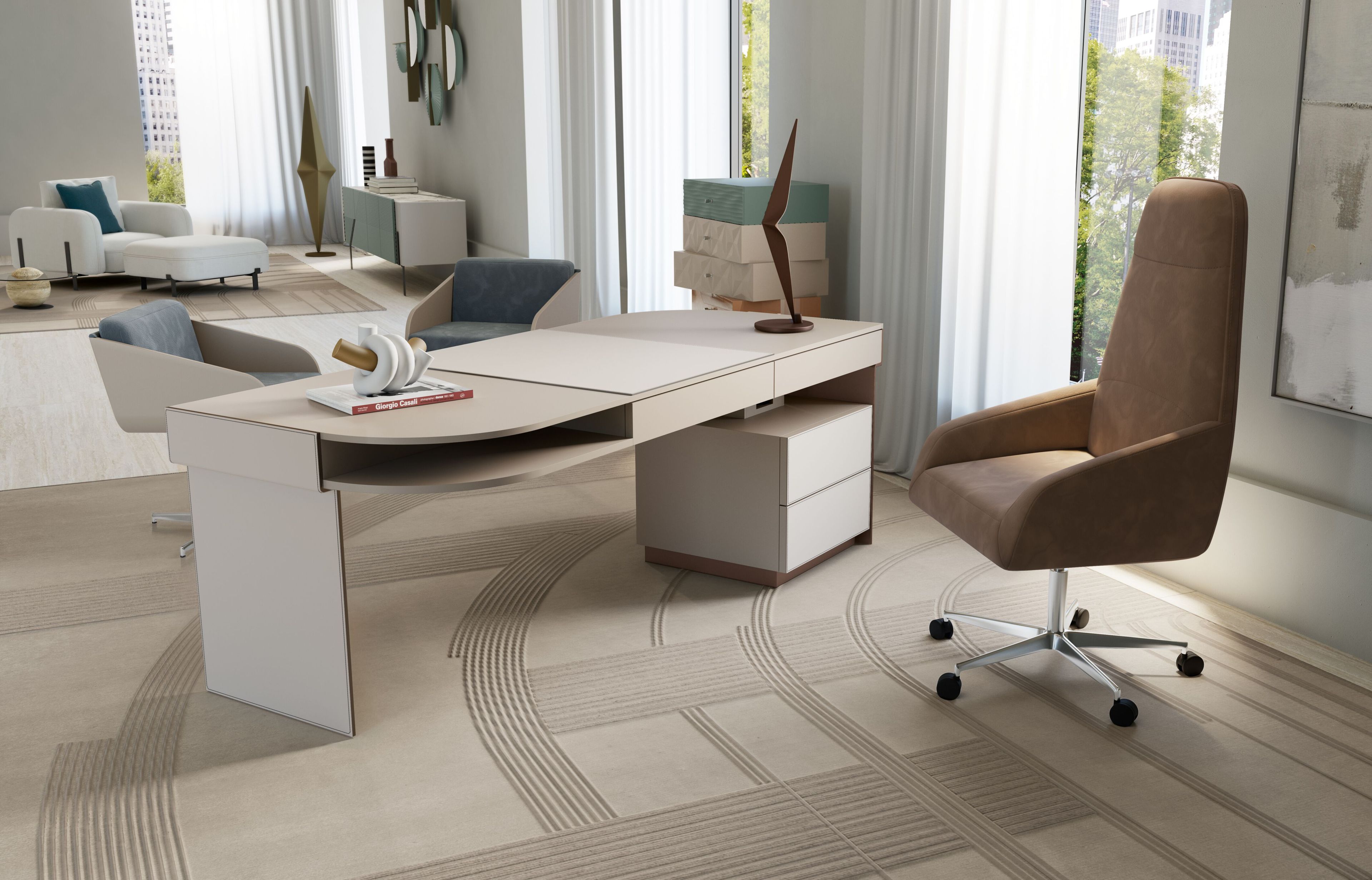 Кожаное вращающееся офисное кресло с высокой спинкой Bizzotto Italia ARCH-00131430 - Вид №1